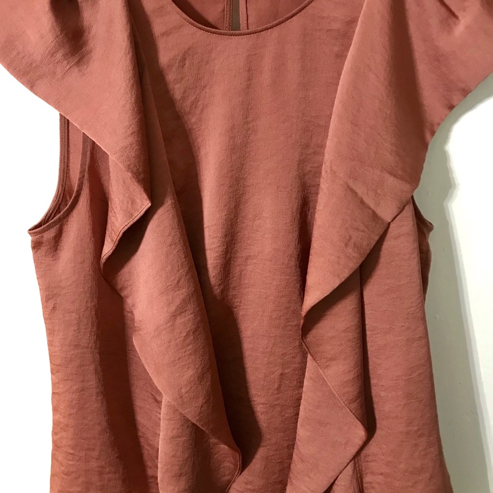 Express blouse ruffle front key hole back top